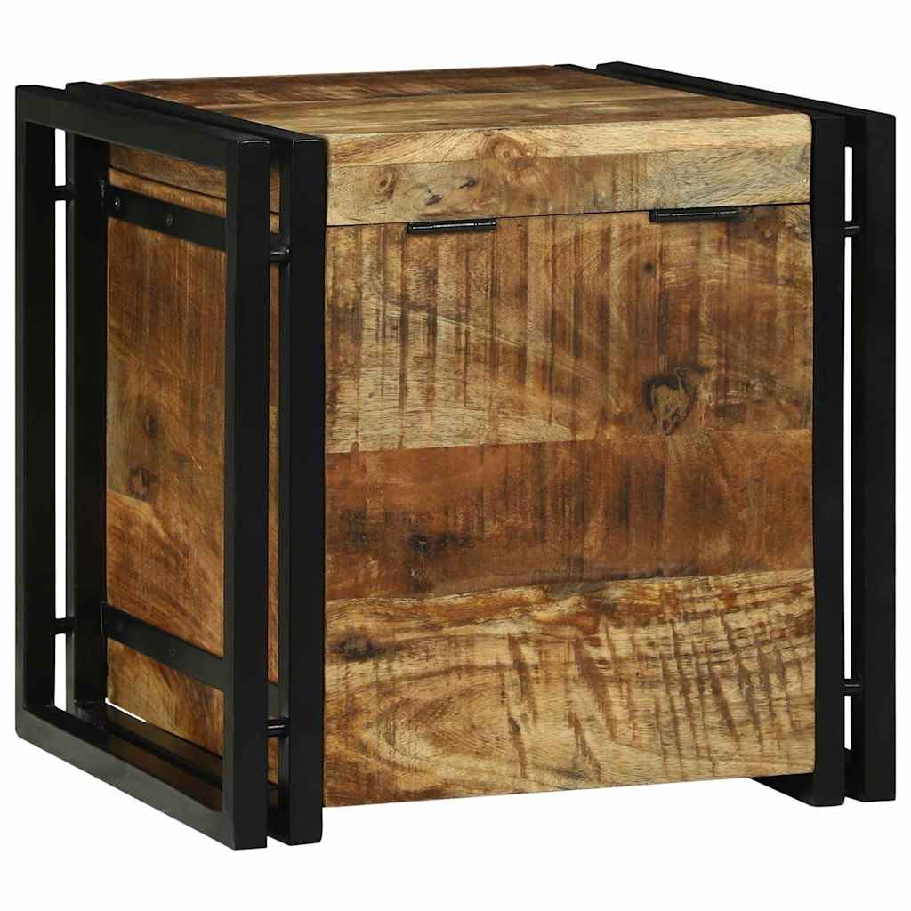 Aufbewahrungsbox mit Speicher 40 x 40 x 40 cm Massivholz Mango