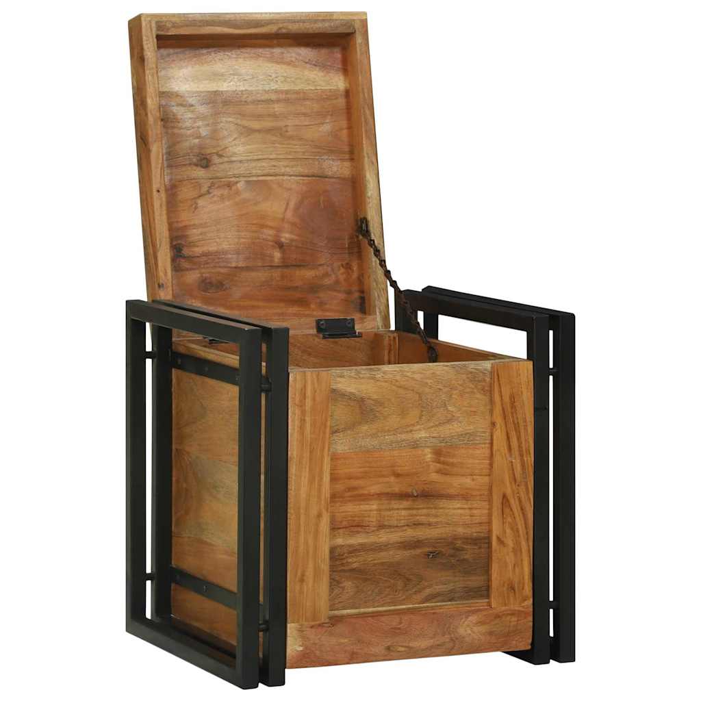 Aufbewahrungsbox mit Speicher 40 x 40 x 40 cm Massivholz Akazie