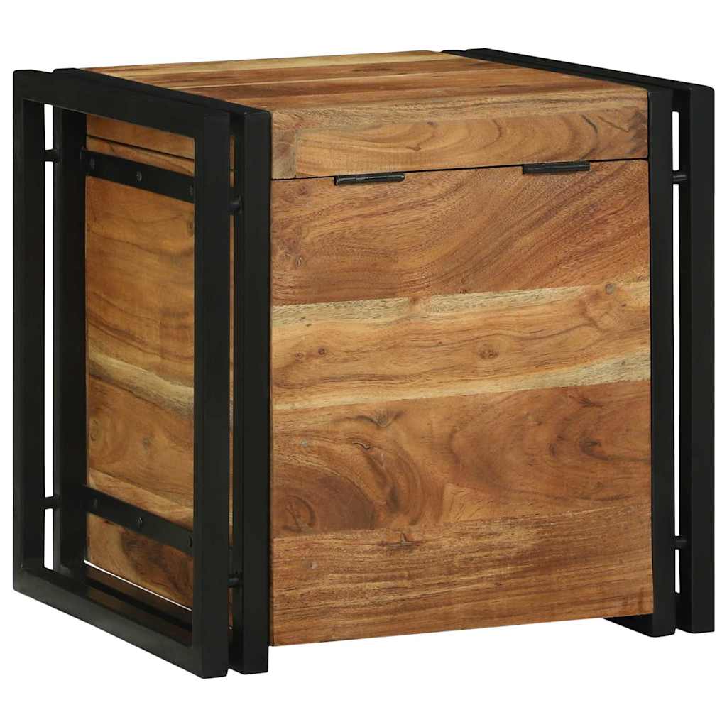 Aufbewahrungsbox mit Speicher 40 x 40 x 40 cm Massivholz Akazie