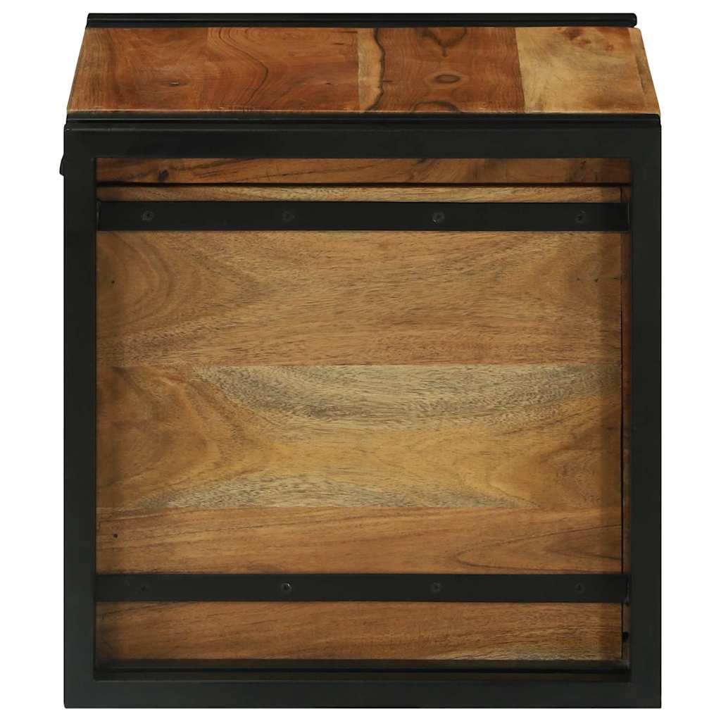 Aufbewahrungsbox mit Speicher 40 x 40 x 40 cm Massivholz Akazie