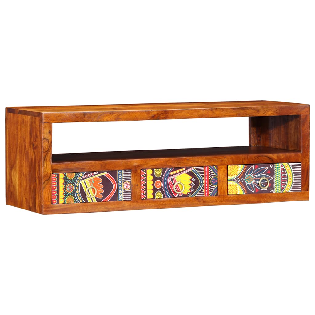 TV-Wandschrank Mehrfarbig 90x30x30 cm Massivholz Akazie