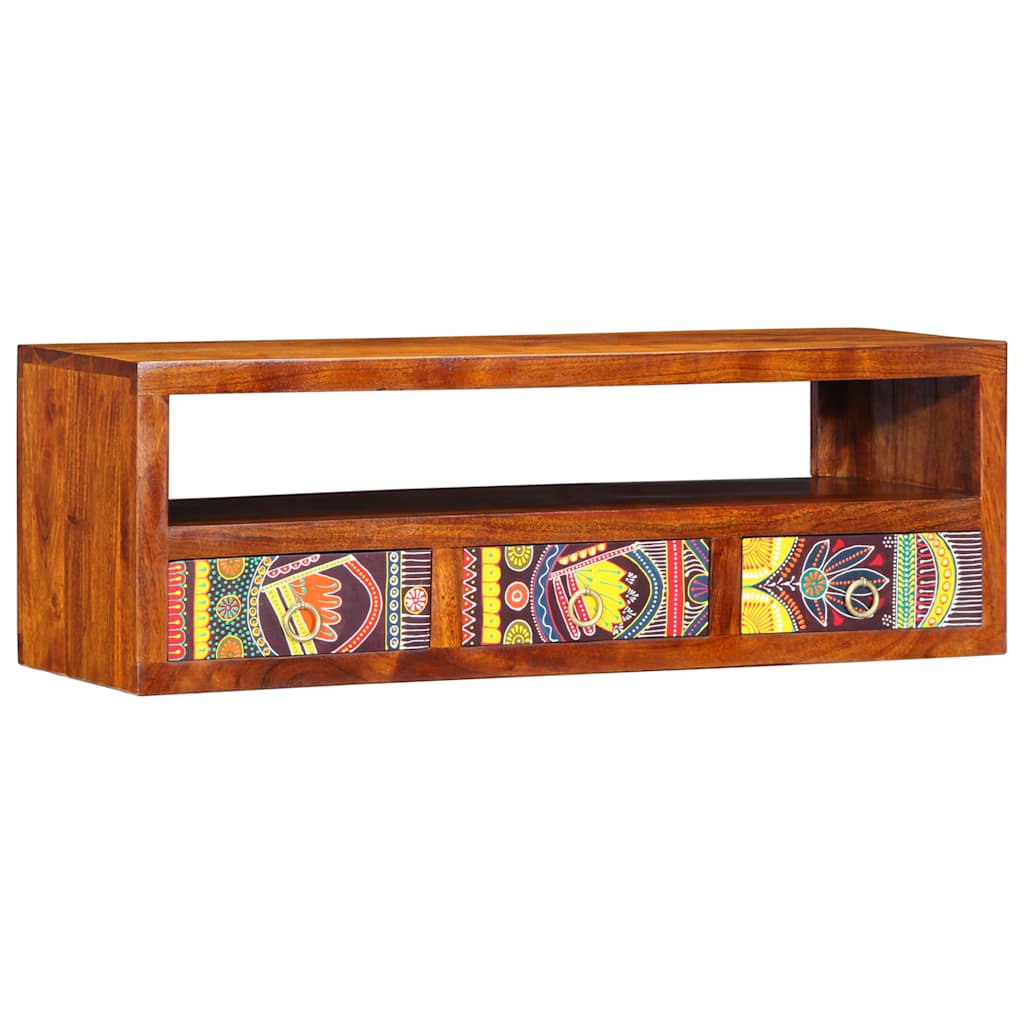 TV-Wandschrank Mehrfarbig 90x30x30 cm Massivholz Akazie