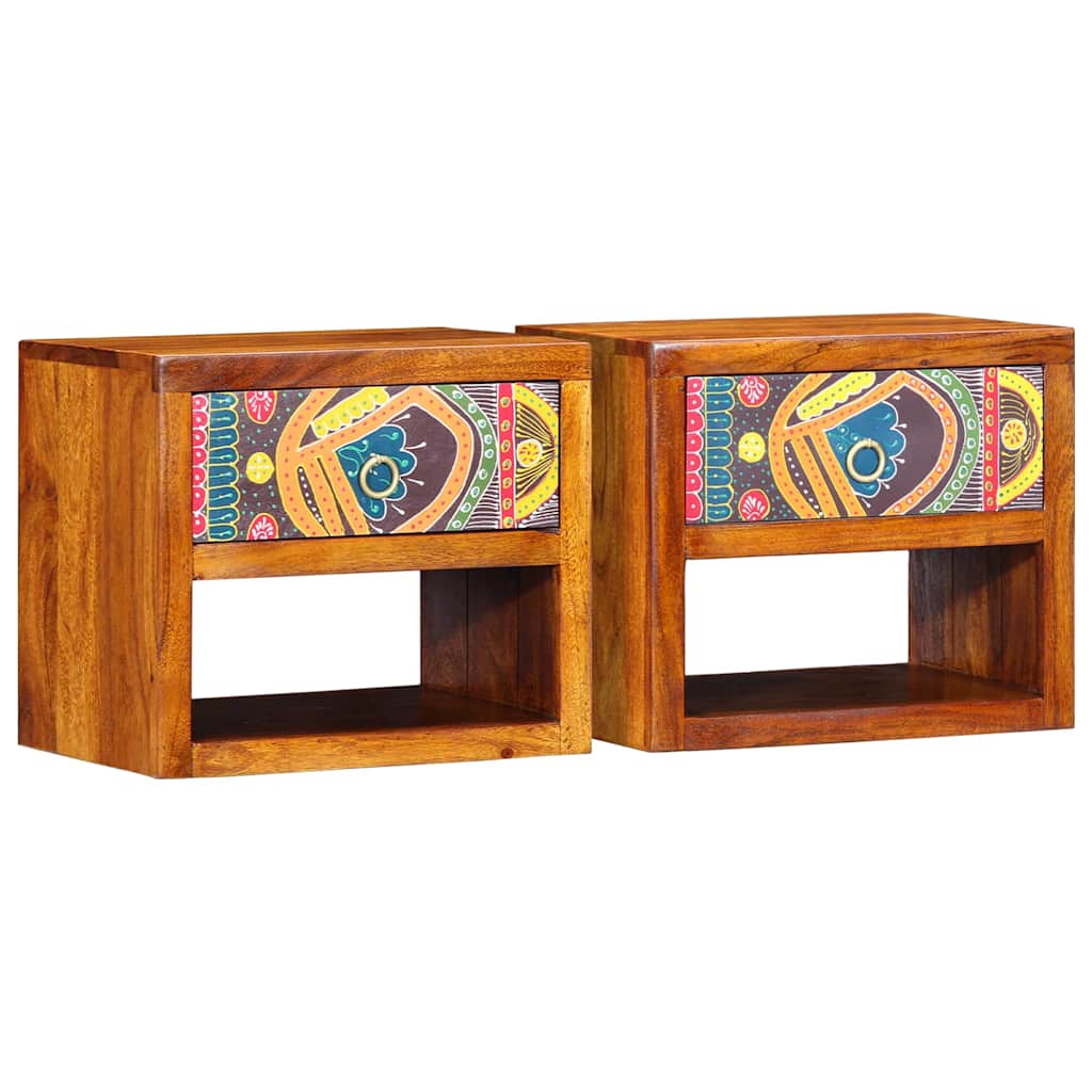 Nachttisch 2 pcs Braun 40 x 35 x 35 cm Massivholz Akazie