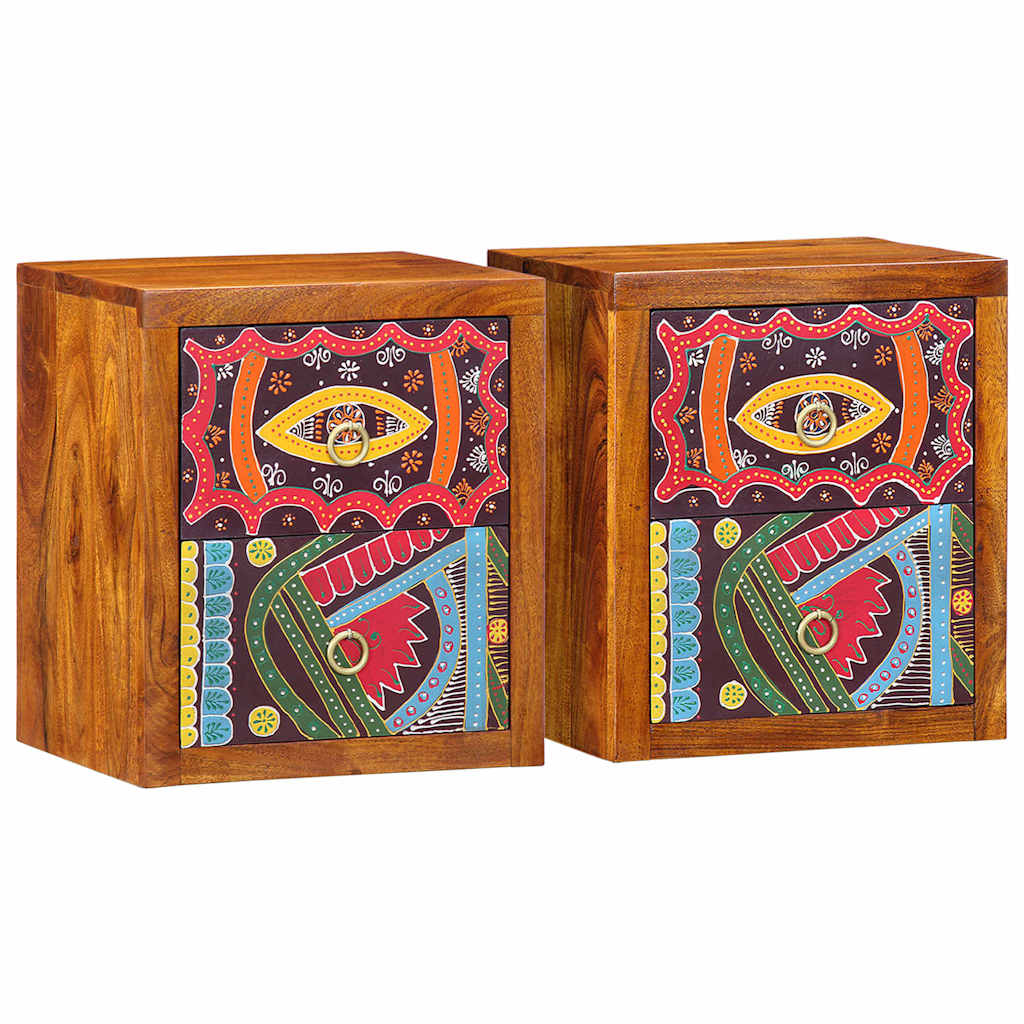 Nachttisch 2 pcs Braun 35 x 30 x 40 cm Massivholz Akazie