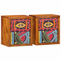 Nachttisch 2 pcs Braun 35 x 30 x 40 cm Massivholz Akazie