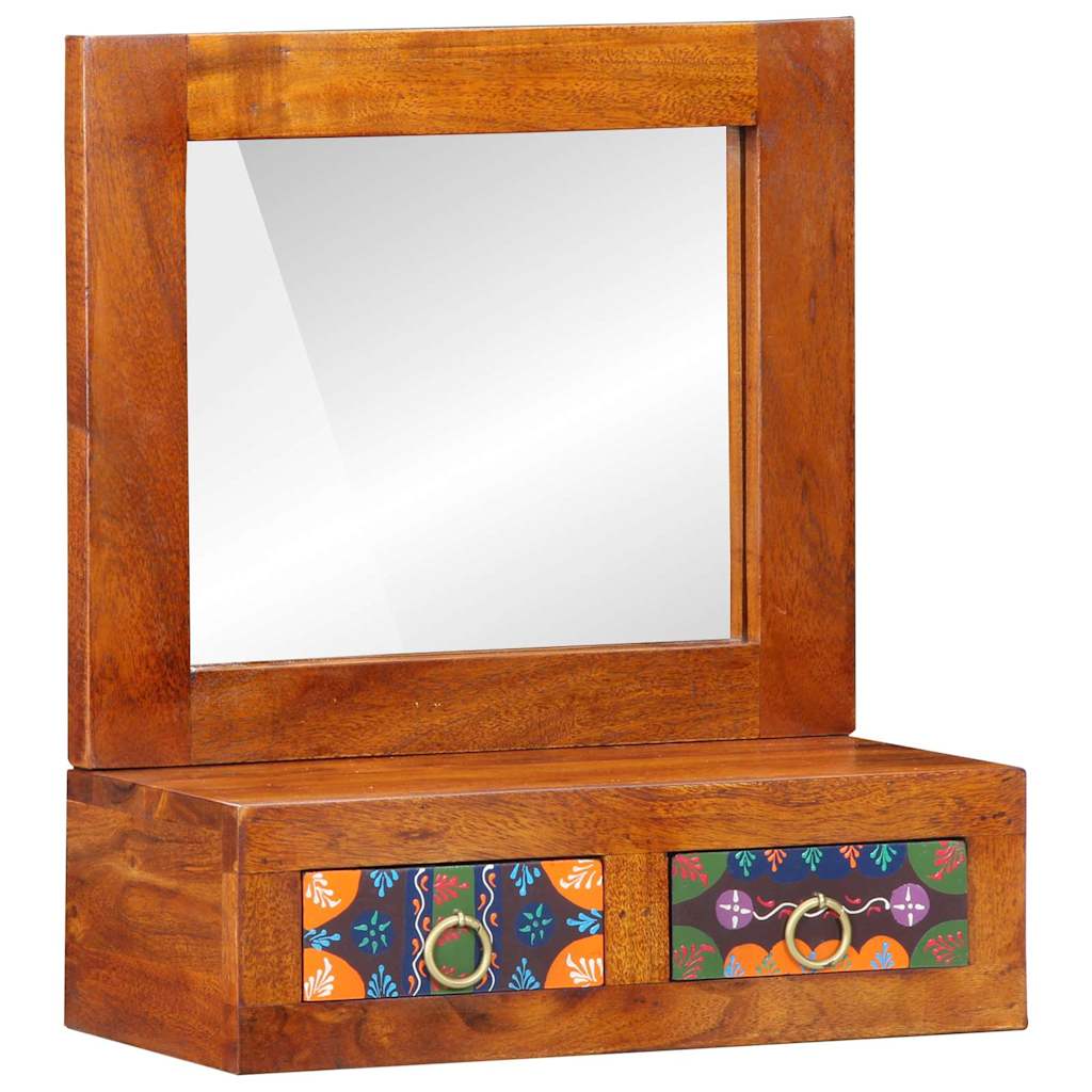 Wandschrank mit Spiegel Braun 40 x 20 x 50 cm Massivholz Akazie