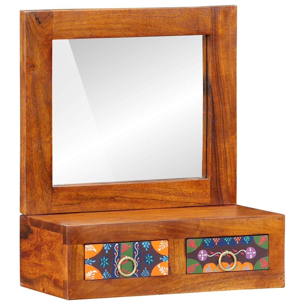 Wandschrank mit Spiegel Braun 40 x 20 x 50 cm Massivholz Akazie