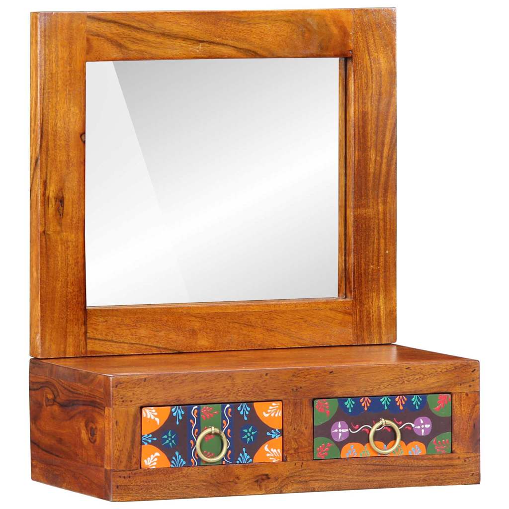 Wandschrank mit Spiegel Braun 40 x 20 x 50 cm Massivholz Akazie