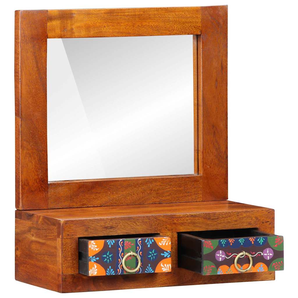 Wandschrank mit Spiegel Braun 40 x 20 x 50 cm Massivholz Akazie