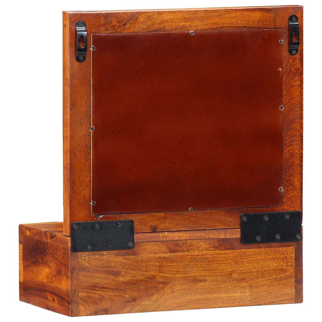 Wandschrank mit Spiegel Braun 40 x 20 x 50 cm Massivholz Akazie