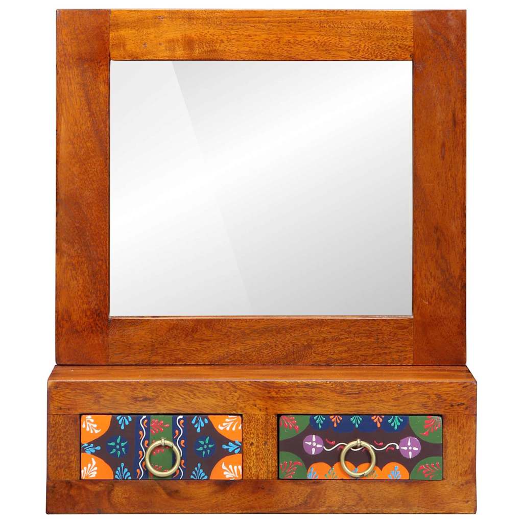 Wandschrank mit Spiegel Braun 40 x 20 x 50 cm Massivholz Akazie