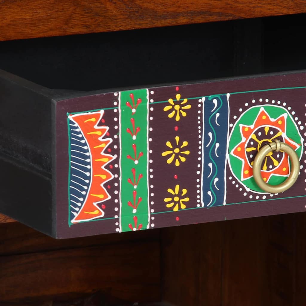 Florale Endtabelle mit Schubladen Braun 40 x 35 x 75 cm