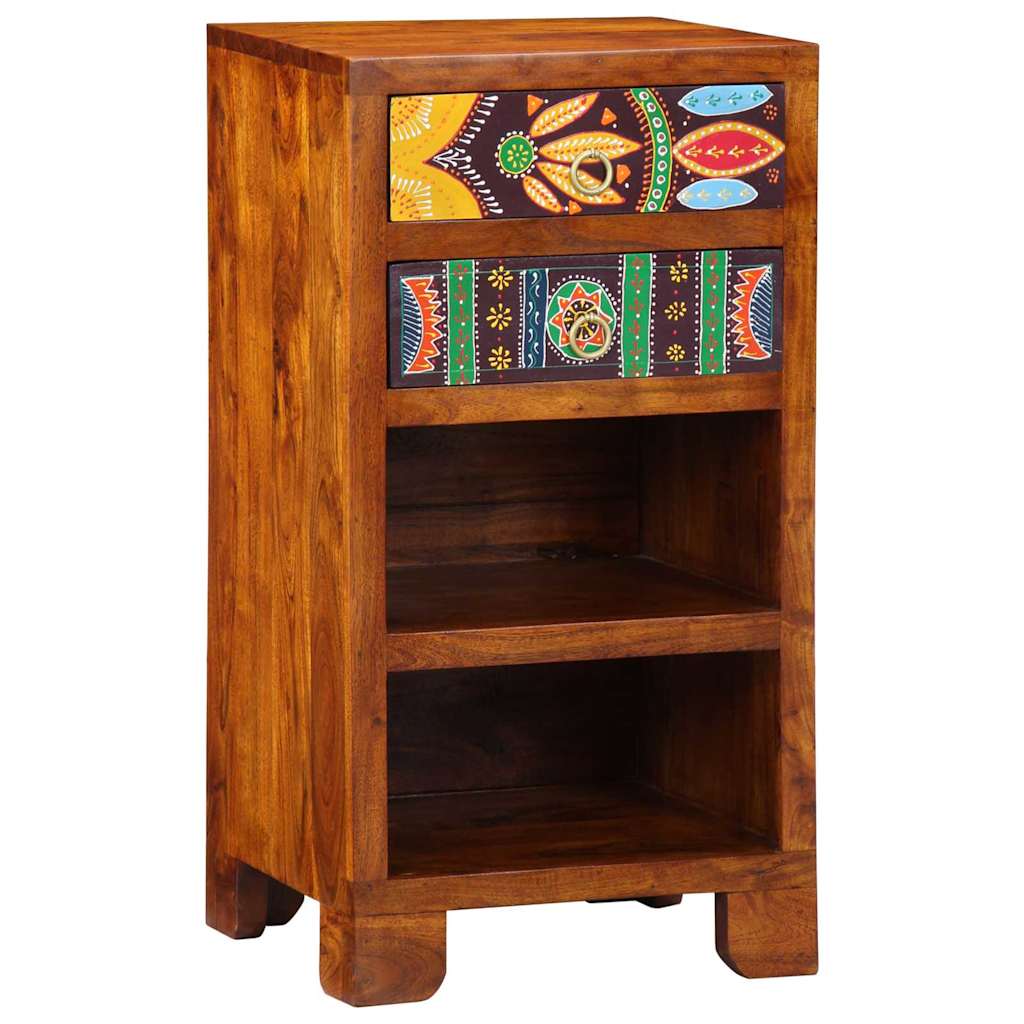Florale Endtabelle mit Schubladen Braun 40 x 35 x 75 cm