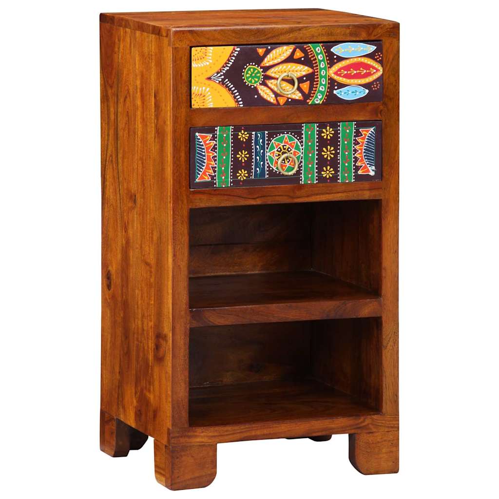 Florale Endtabelle mit Schubladen Braun 40 x 35 x 75 cm