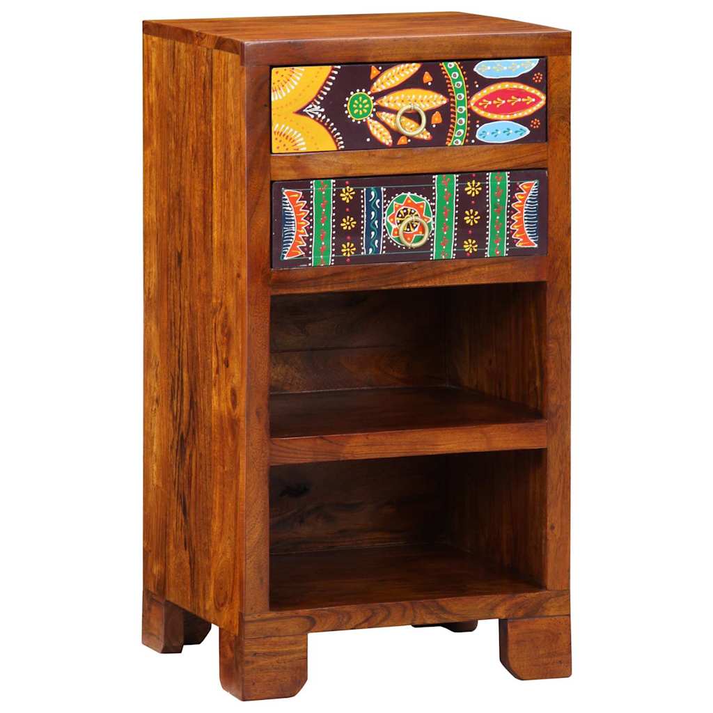 Florale Endtabelle mit Schubladen Braun 40 x 35 x 75 cm