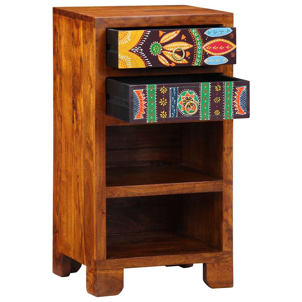 Florale Endtabelle mit Schubladen Braun 40 x 35 x 75 cm