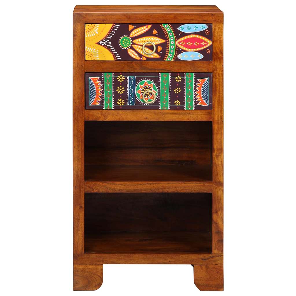 Florale Endtabelle mit Schubladen Braun 40 x 35 x 75 cm