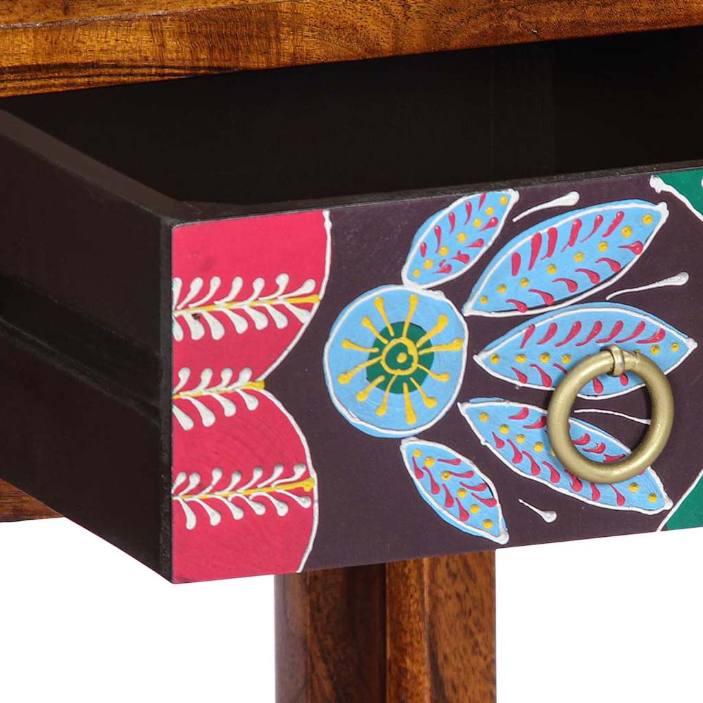 Florale Endtabelle mit Schubladen Braun 35 x 35 x 75 cm