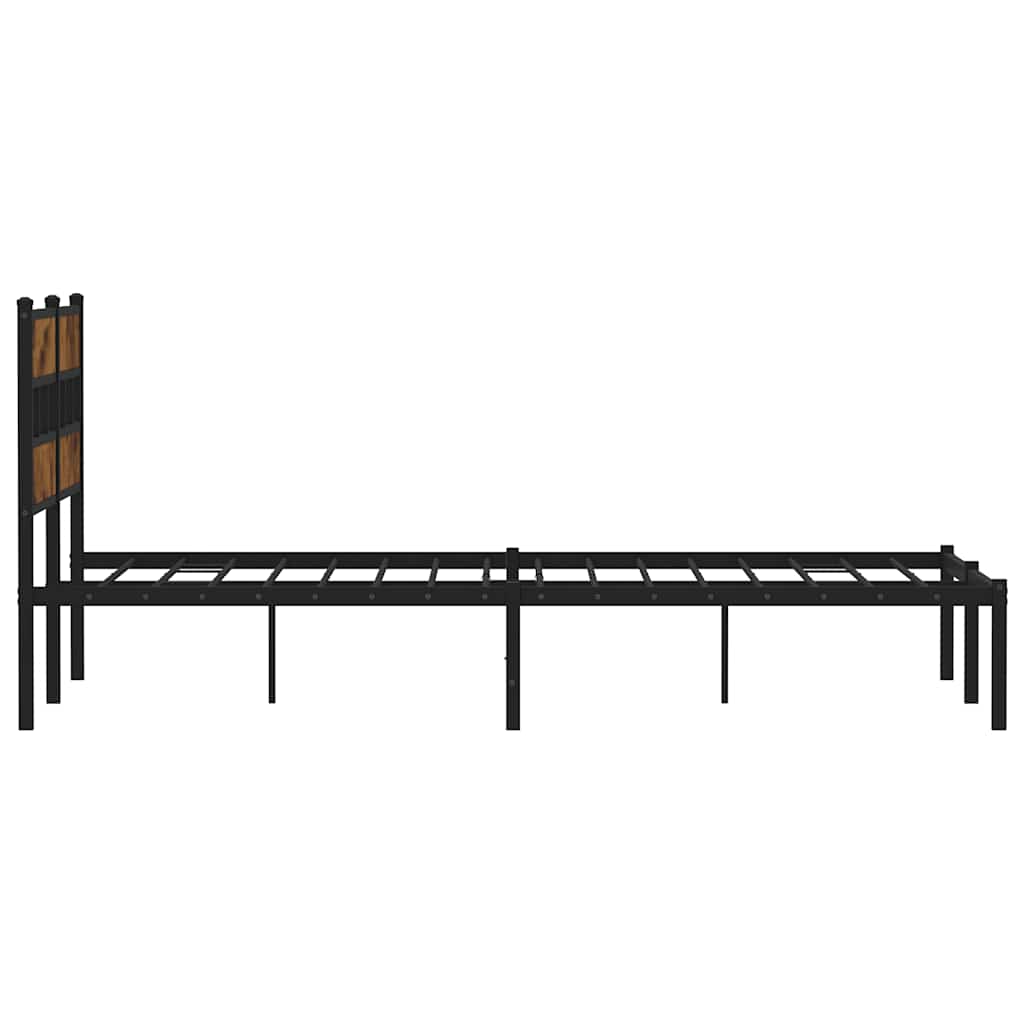 Metallbett ohne Matratze Räuchereiche 150x200 cm