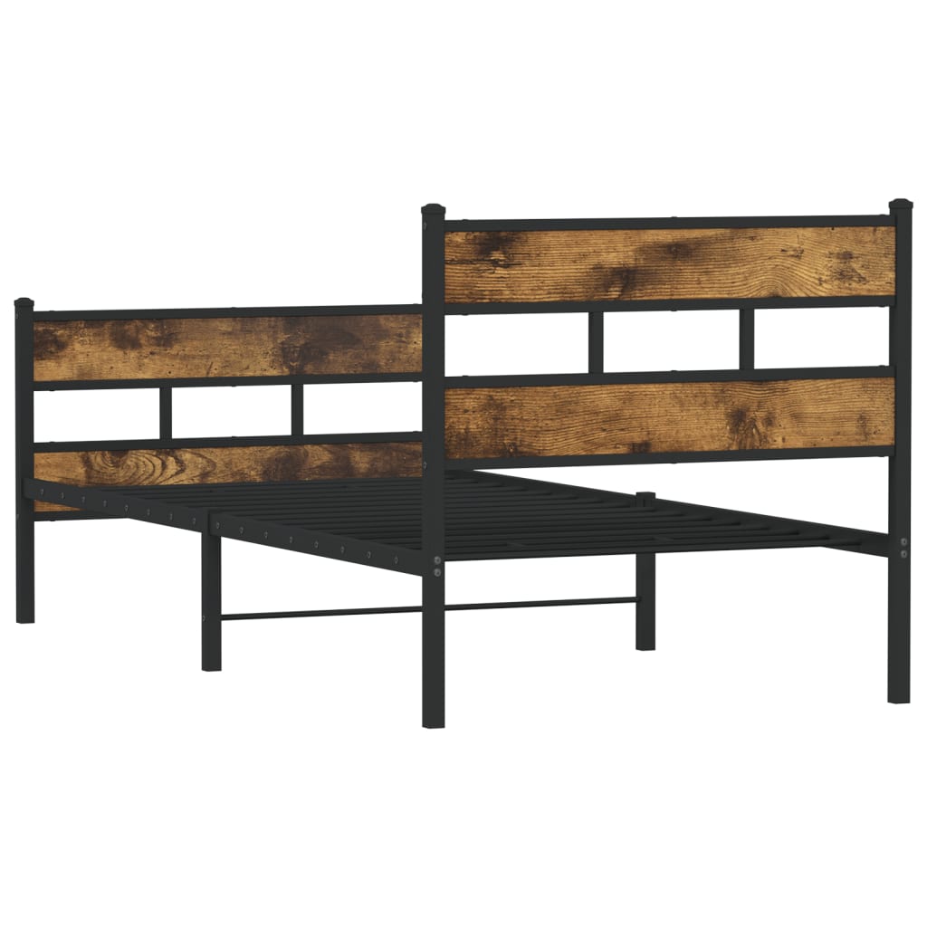 Metallbett ohne Matratze Räuchereiche 80x200 cm