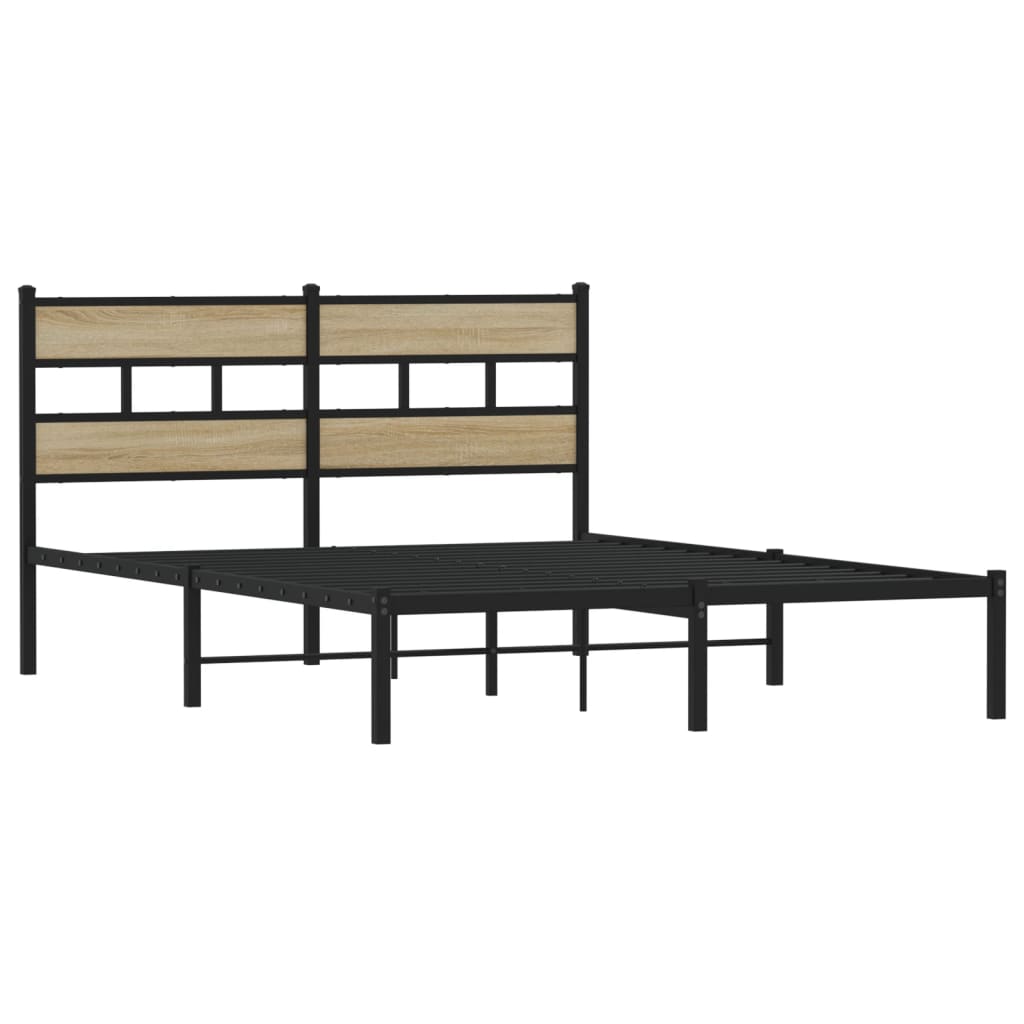 Metallbett ohne Matratze Sonoma-Eiche 150x200 cm