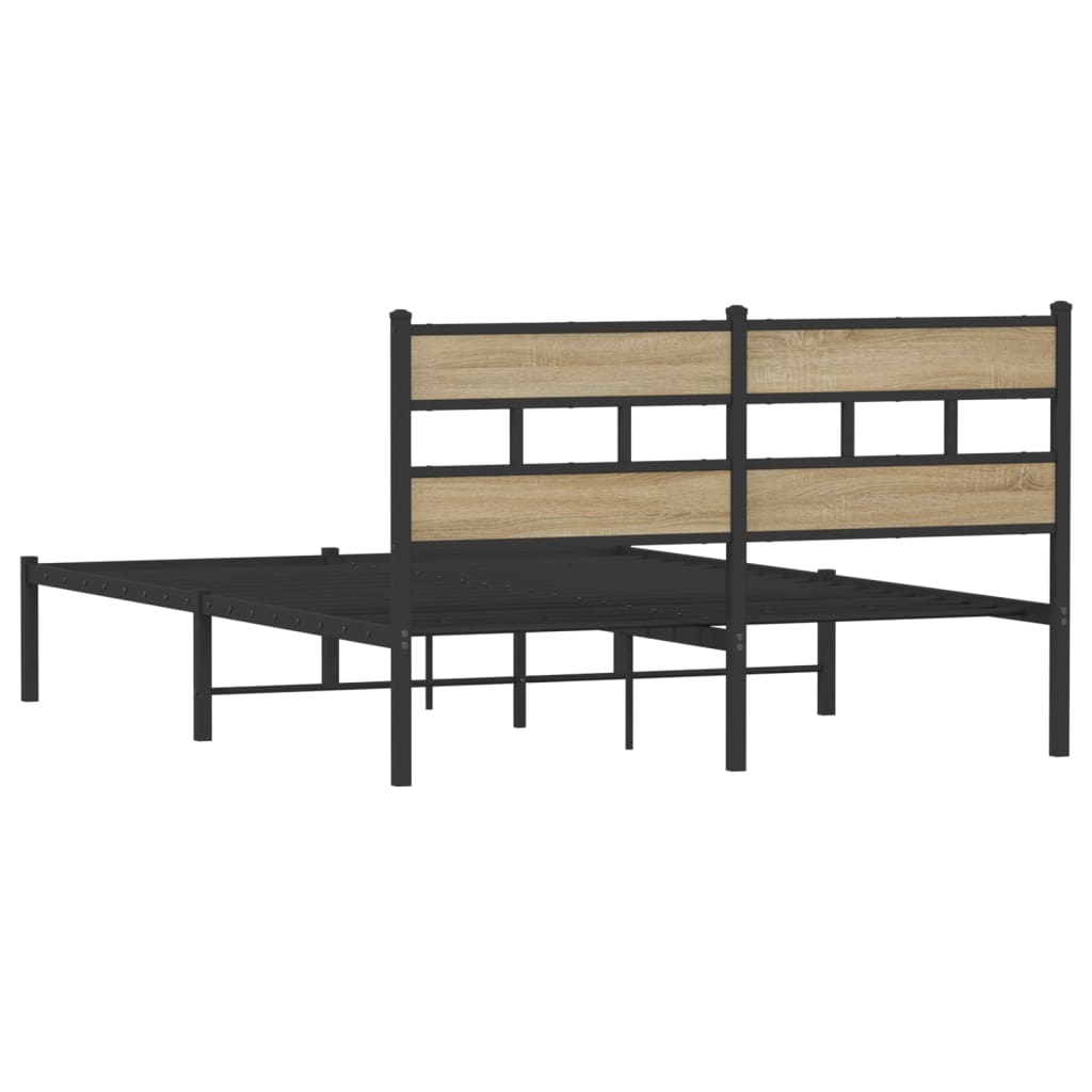 Metallbett ohne Matratze Sonoma-Eiche 150x200 cm