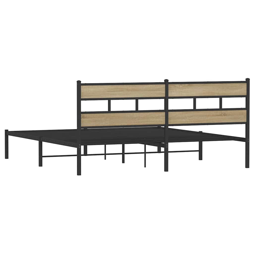 Metallbett ohne Matratze Sonoma-Eiche 180x200 cm