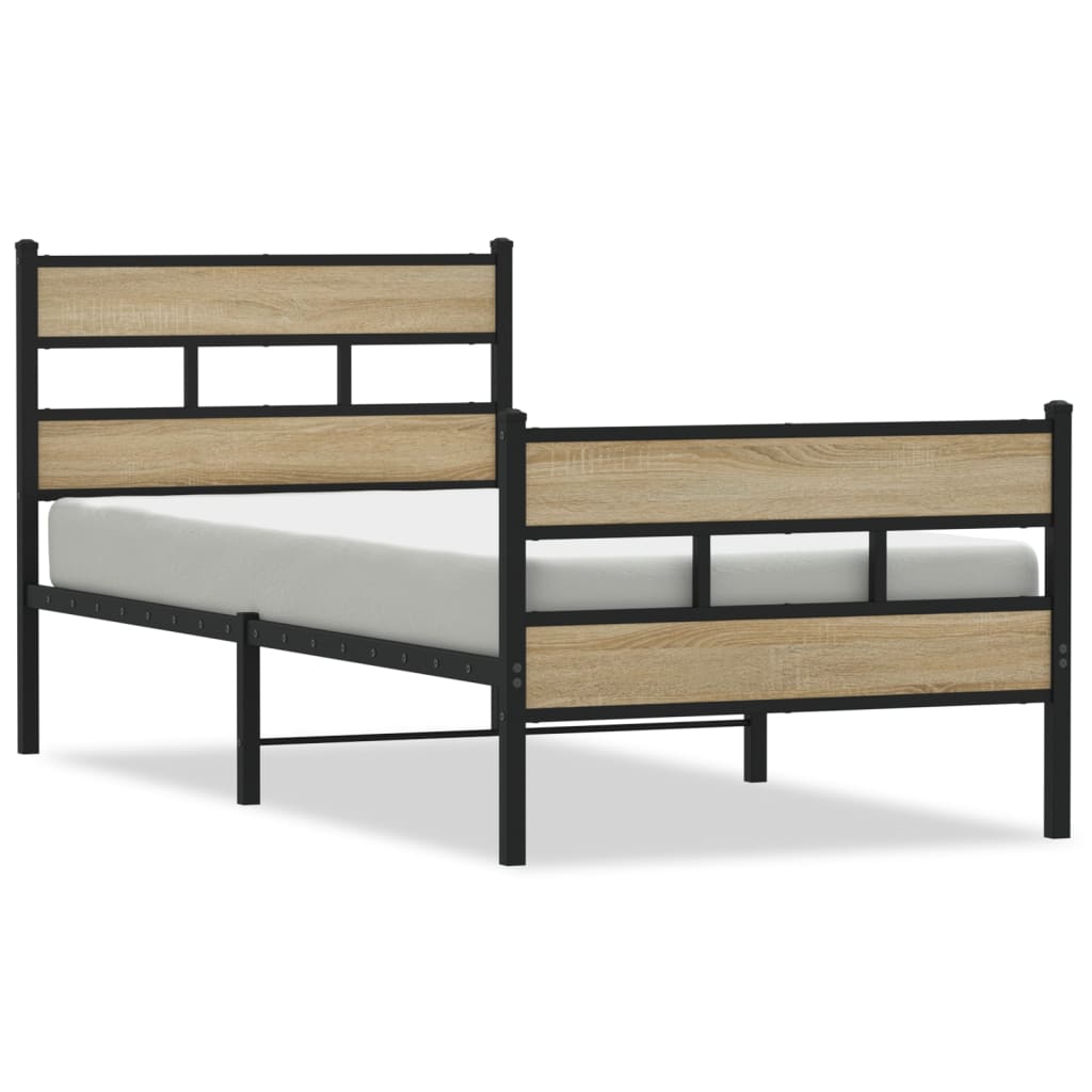 Metallbett ohne Matratze Sonoma-Eiche 75x190 cm