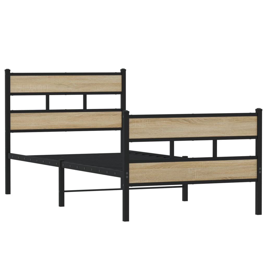 Metallbett ohne Matratze Sonoma-Eiche 75x190 cm
