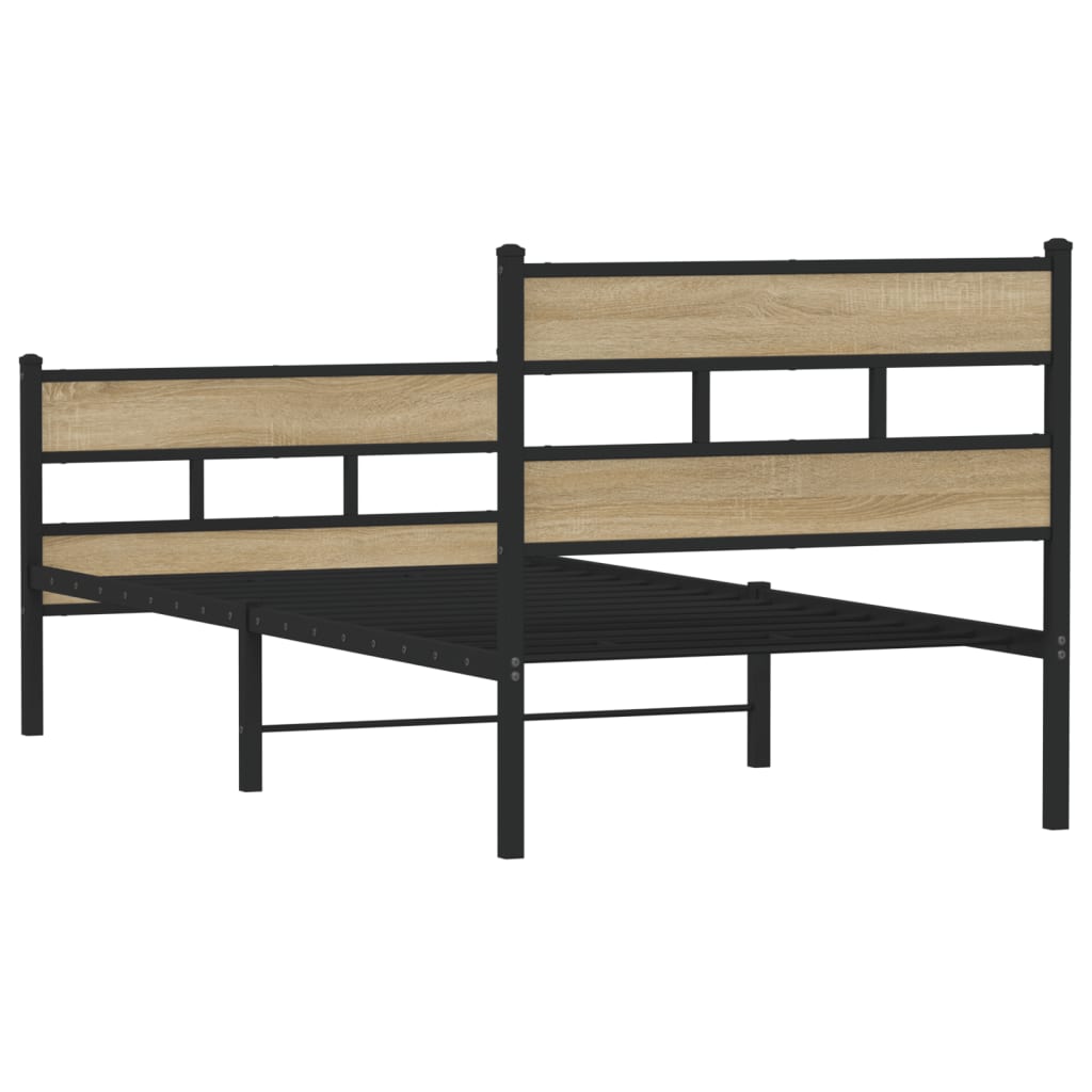 Metallbett ohne Matratze Sonoma-Eiche 80x200 cm