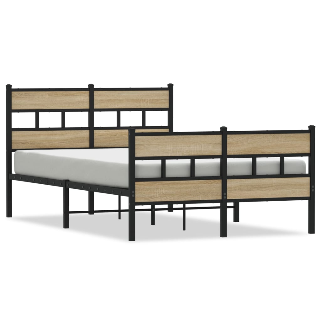 Metallbett ohne Matratze Sonoma-Eiche 120x200 cm