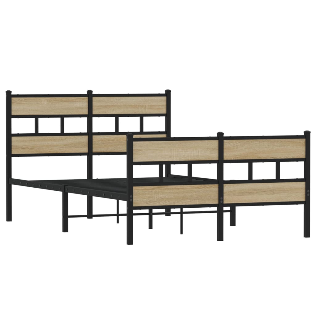 Metallbett ohne Matratze Sonoma-Eiche 120x200 cm
