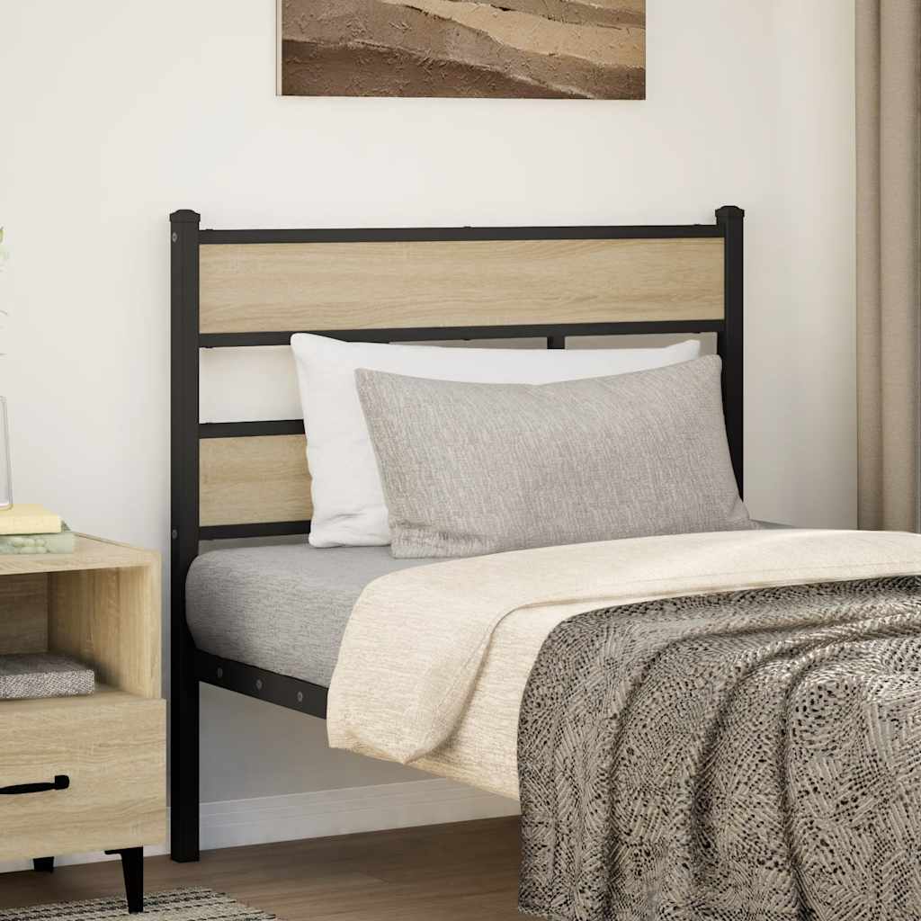 Ersatz-Kopfteil Sonoma-Eiche 90 cm Eisen und Holzwerkstoff