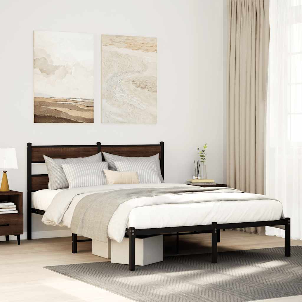 Bettgestell ohne Matratze mit Kopfteil Braun Eiche 140x200 cm