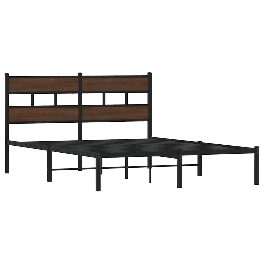 Bettgestell ohne Matratze mit Kopfteil Braun Eiche 150x200 cm
