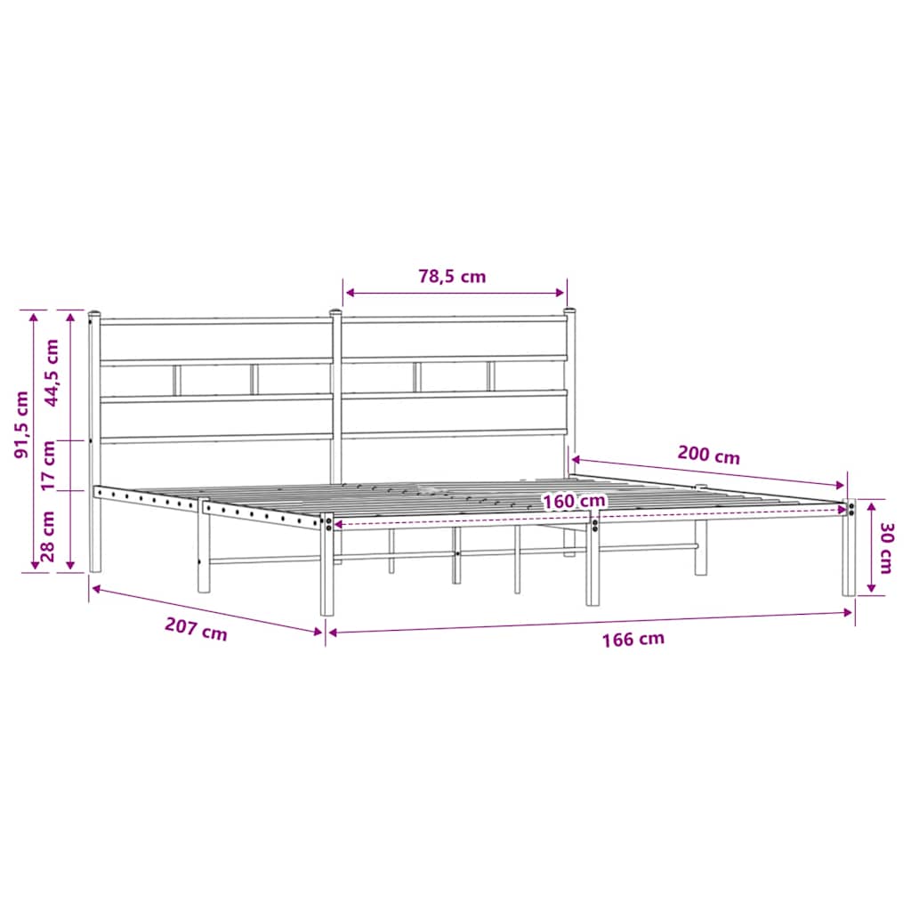 Bettgestell ohne Matratze mit Kopfteil Räuchereiche 160x200 cm