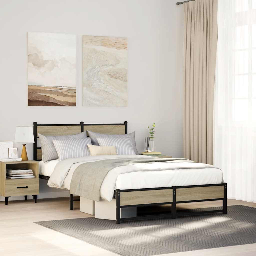 Metallbett ohne Matratze Sonoma-Eiche 120x200 cm