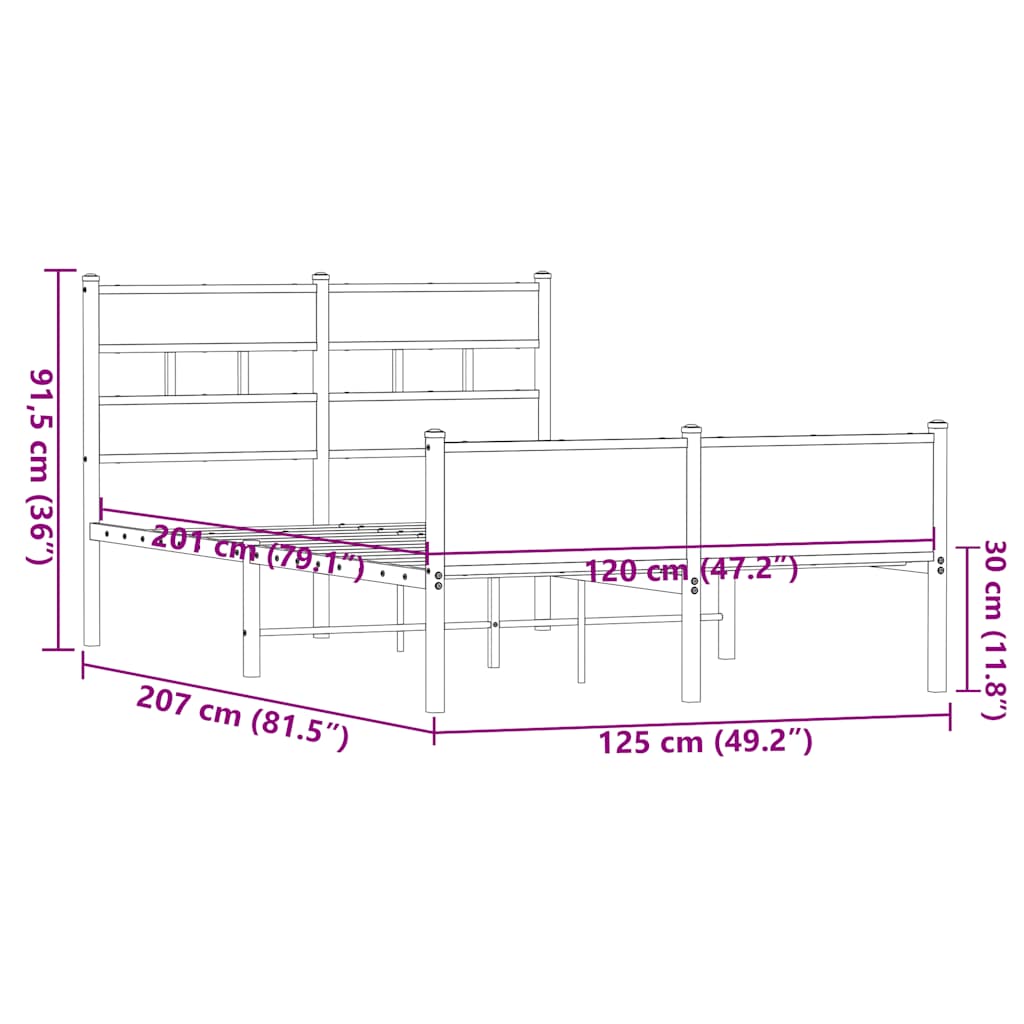Bettgestell ohne Matratze Braun Eiche 120x200 cm Holzwerkstoff