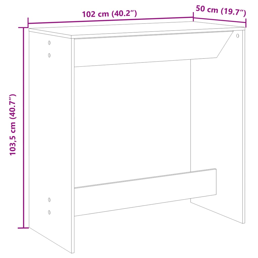 Bartisch Betongrau 102x50x103,5 cm Holzwerkstoff