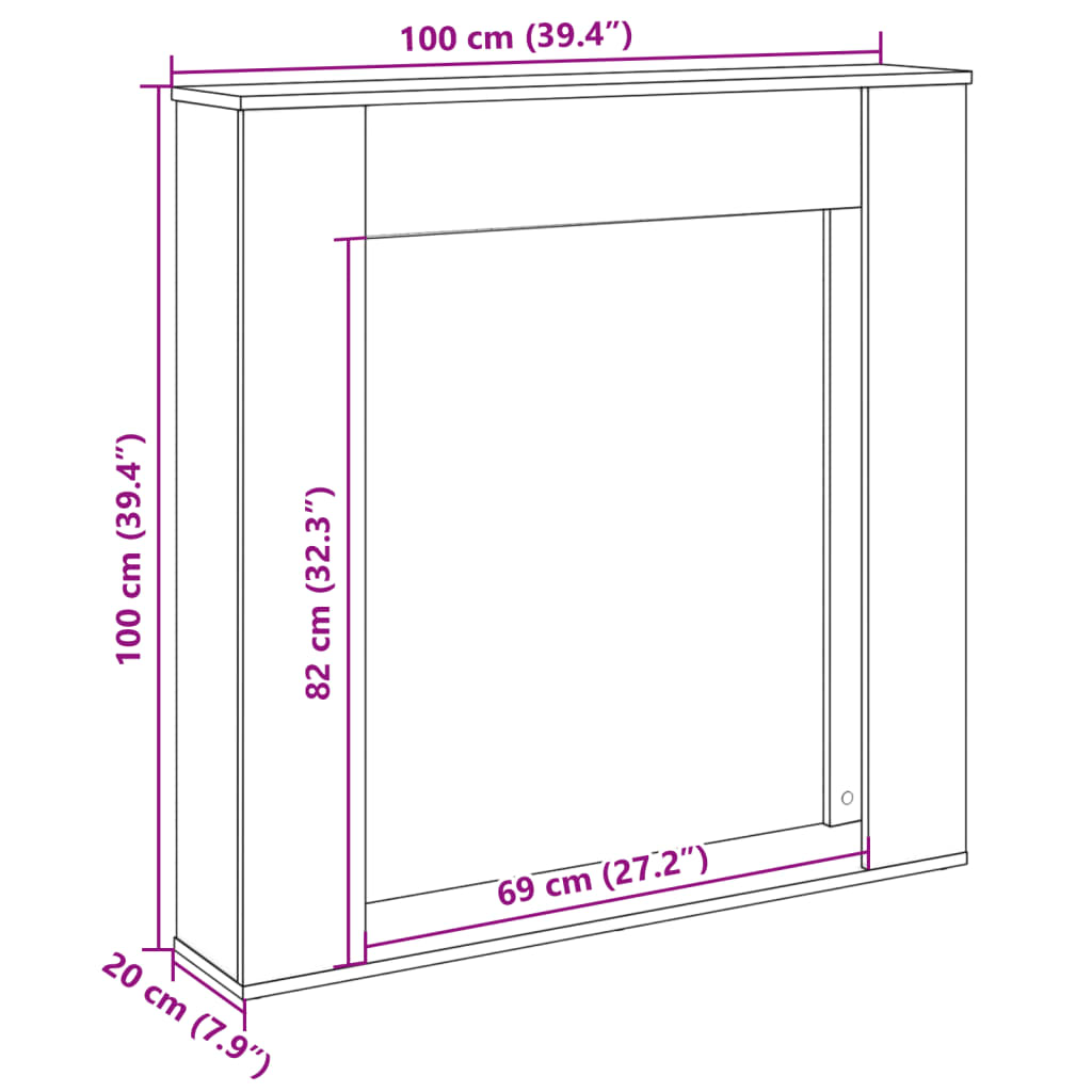 Kaminumrandung Altholz-Optik 100x20x100 cm Holzwerkstoff