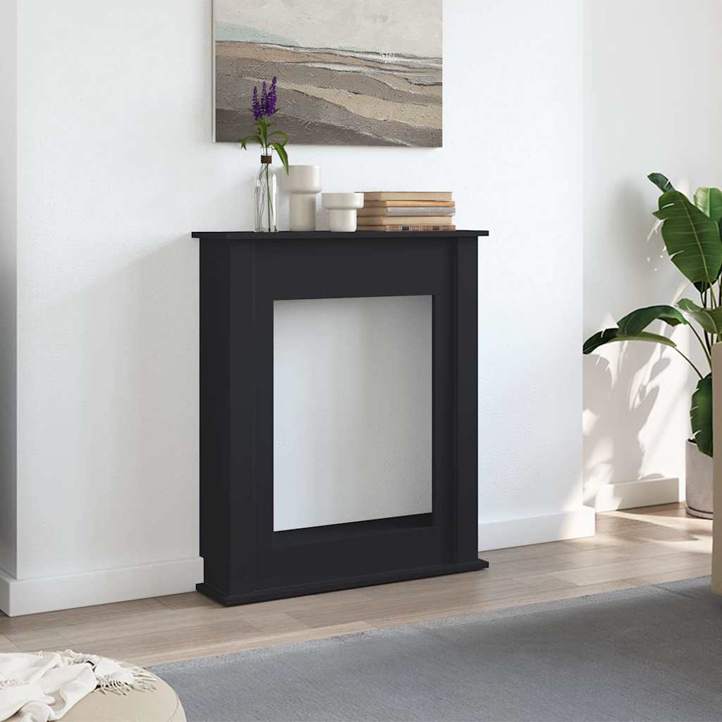 Kaminumrandung Schwarz 75x20x87,5 cm Holzwerkstoff