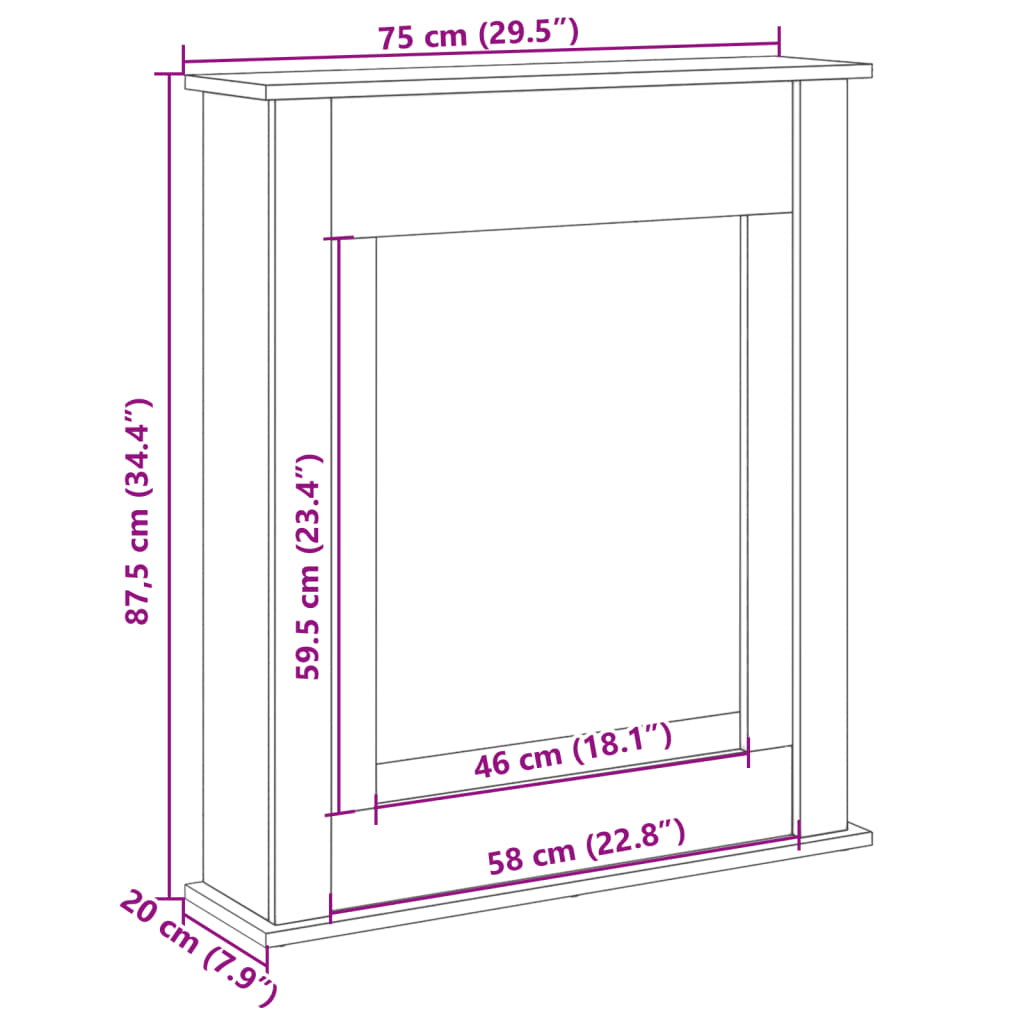 Kaminumrandung Räuchereiche 75x20x87,5 cm Holzwerkstoff