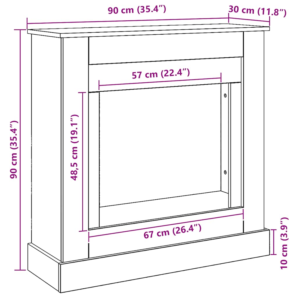 Kaminumrandung Artisan-Eiche 90x30x90 cm Holzwerkstoff