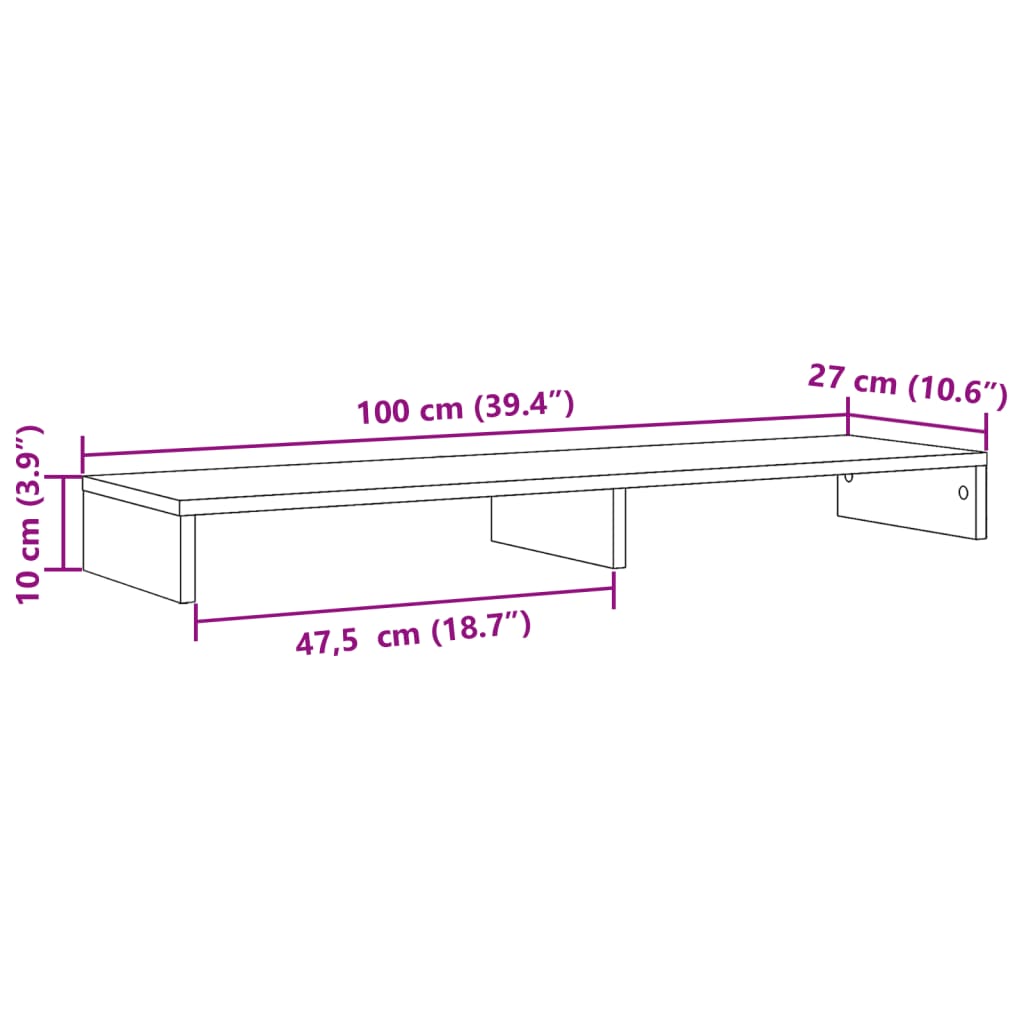 Monitorständer Altholz-Optik 100x27x10 cm Holzwerkstoff