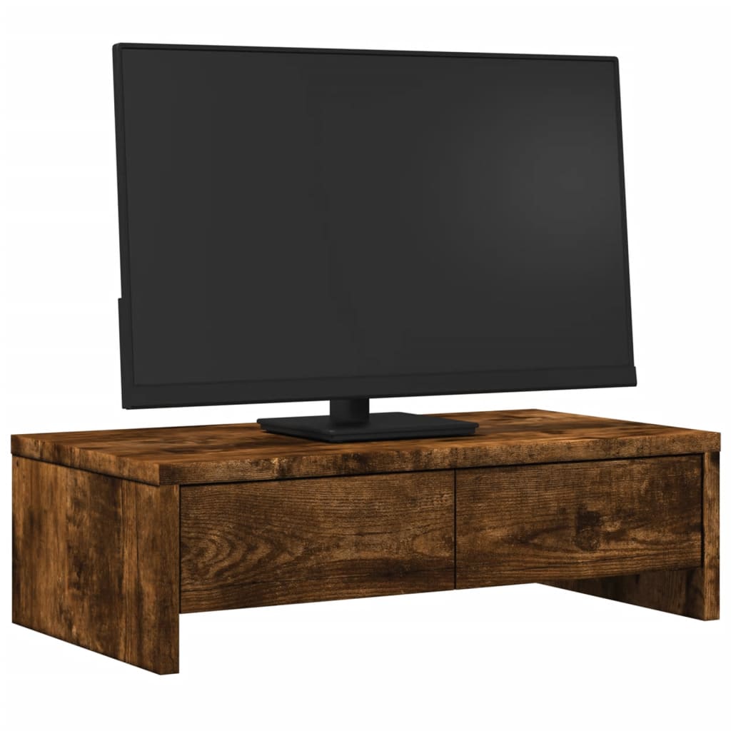 Monitorständer mit Schubladen Räuchereiche 50x27x15 cm