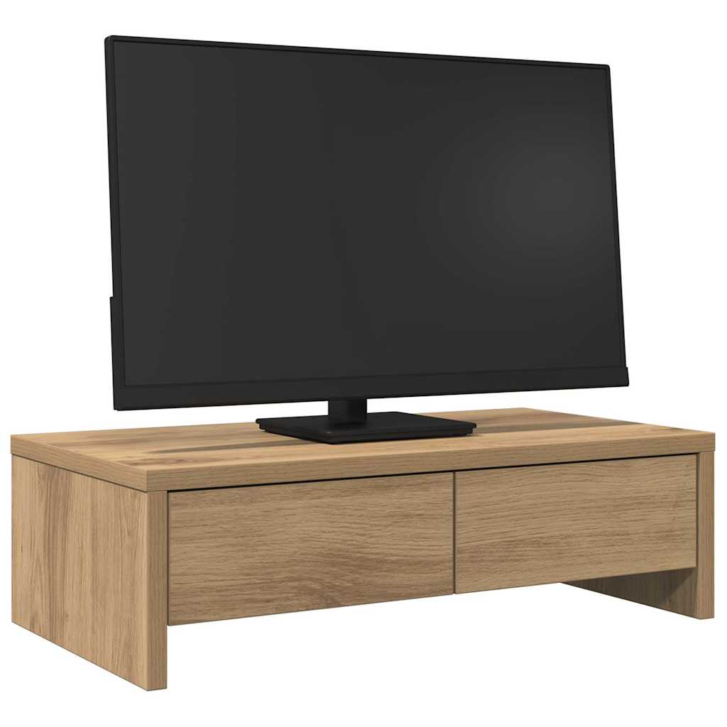 Monitorständer mit Schubladen Artisan-Eiche 50x27x15 cm
