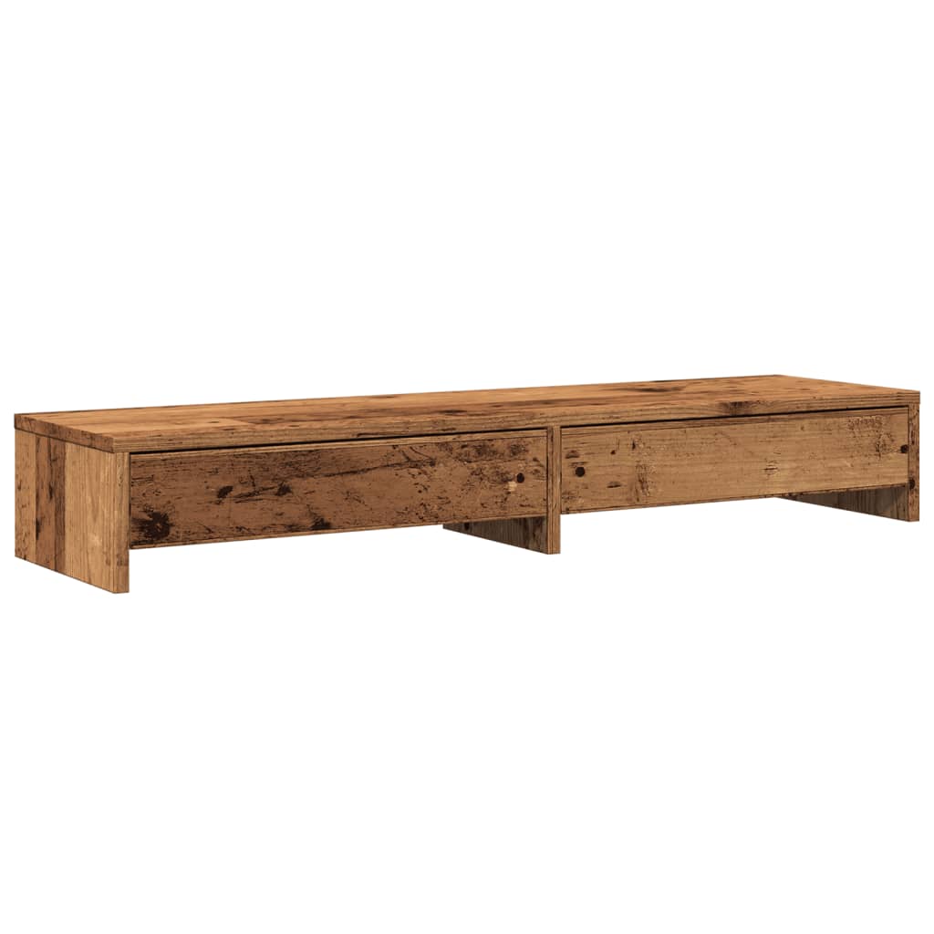 Monitorständer mit Schubladen Altholz-Optik 100x27x15 cm