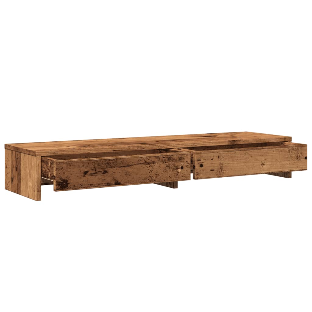 Monitorständer mit Schubladen Altholz-Optik 100x27x15 cm