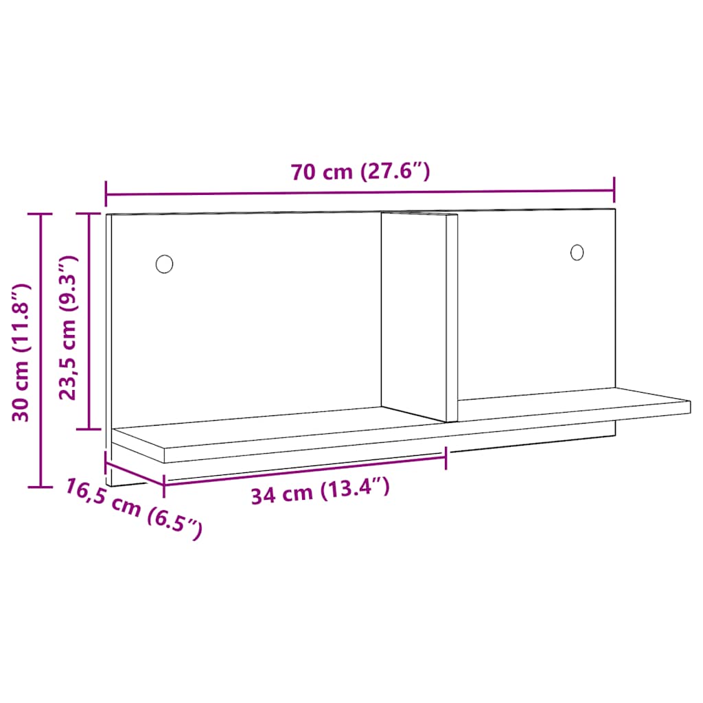 Wandschrank 70x16,5x30 cm Artisan-Eiche Holzwerkstoff