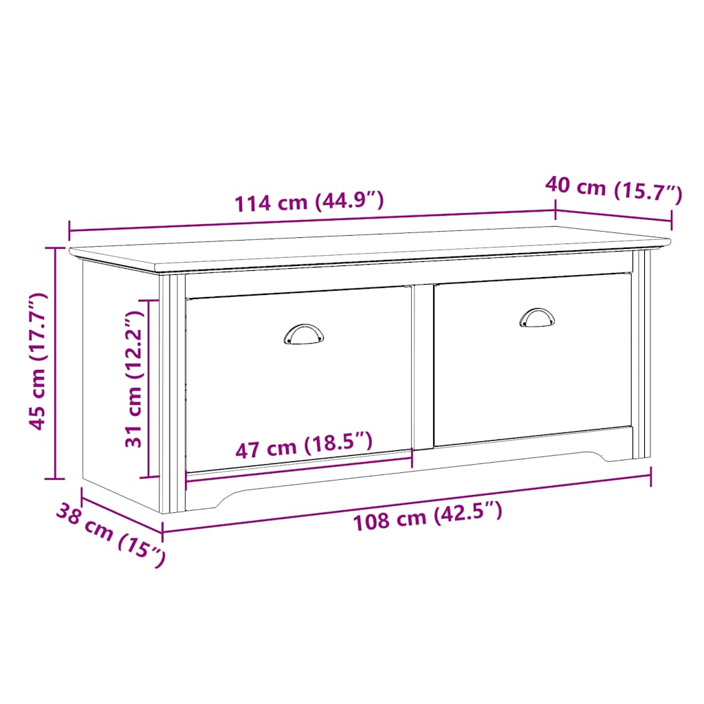 Flurbank BODO Grau 114x40x45 cm